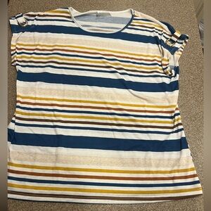 Colorful Striped Short Sleeve Women's Top